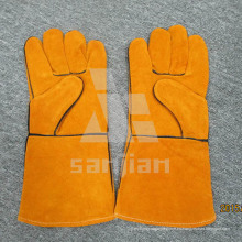 Guante completo de seguridad de soldadura de cuero dividido Ab / Bc de Palm Yellow con CE